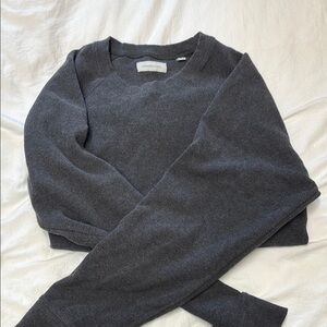 Gray Ribbed Crewneck Sweater/Overshirt